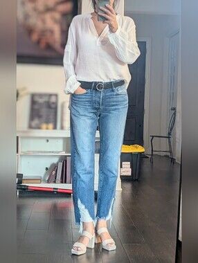 3x1 Light Blue Cropped Straight Jeans